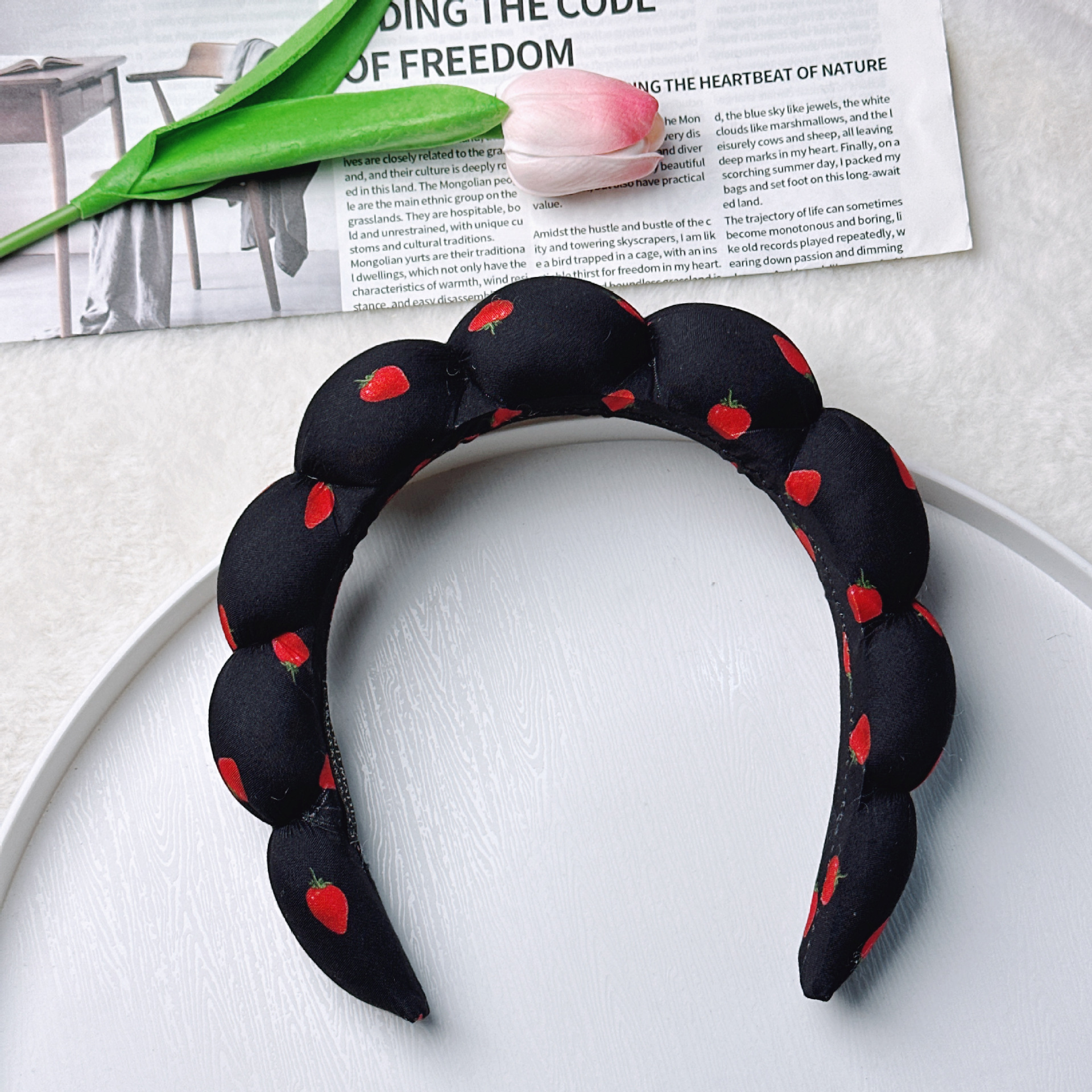 Diadema de Esponja tipo Nube de Tela para Lavado de Cara