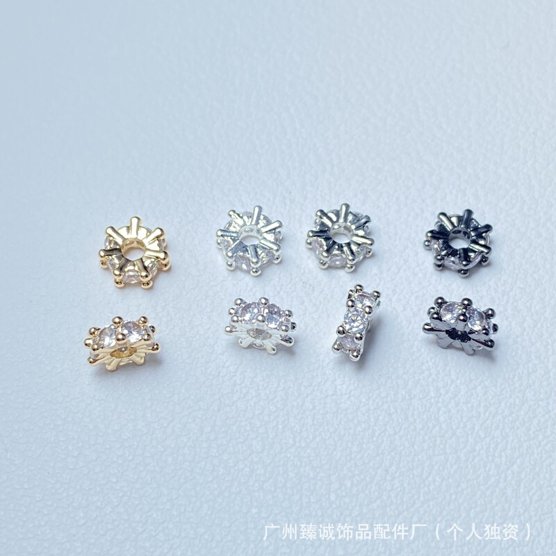 Strong color retention zircon wheel spacer with torso beads DIY accessories