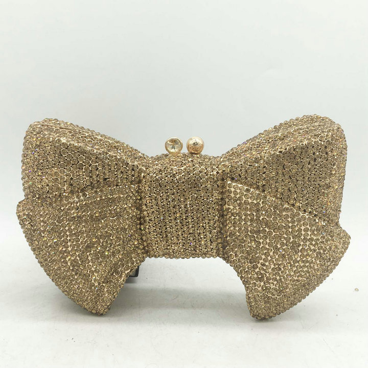 Fgg Clutch Bag Metal Rhinestone Clutch Bag Bow Dinner Bag Party Evening Bag display picture 7