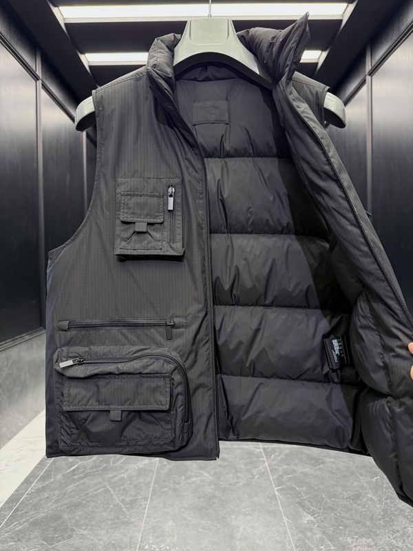 普家25ss 普家新款鹅绒三角标工装风秀款羽绒服背心马甲|undefined