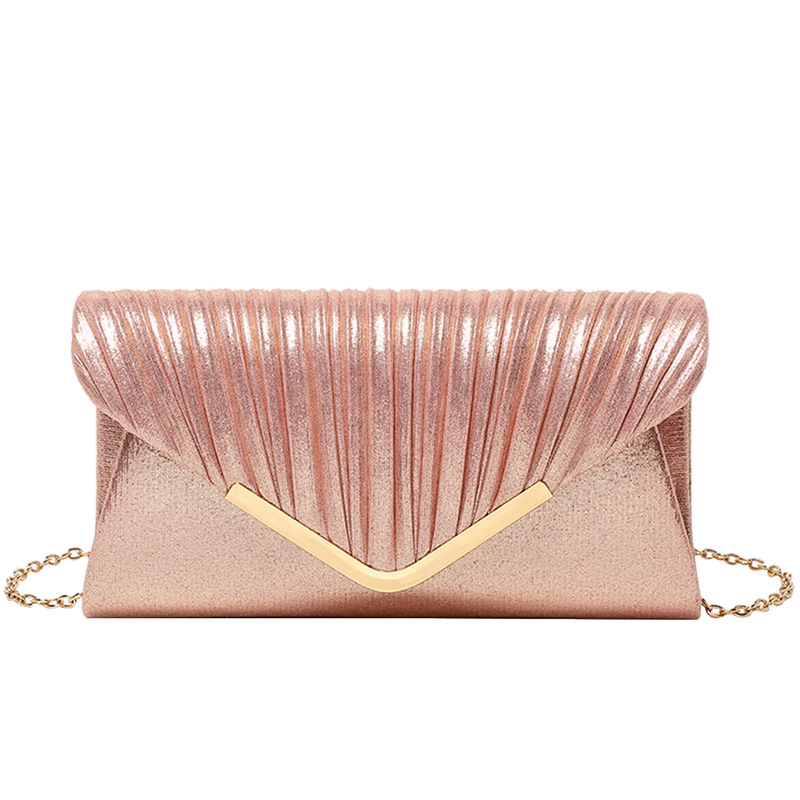 Cross-border Women's Evening Clutch High-class Party Large Capacity European and American Pleated Shoulder Crossbody Bag Women's Evening Bag Cross-border Women's Evening Clutch High-class Party Large Capacity European and American Pleated Shoulder Crossbody Bag Women's Evening Bag