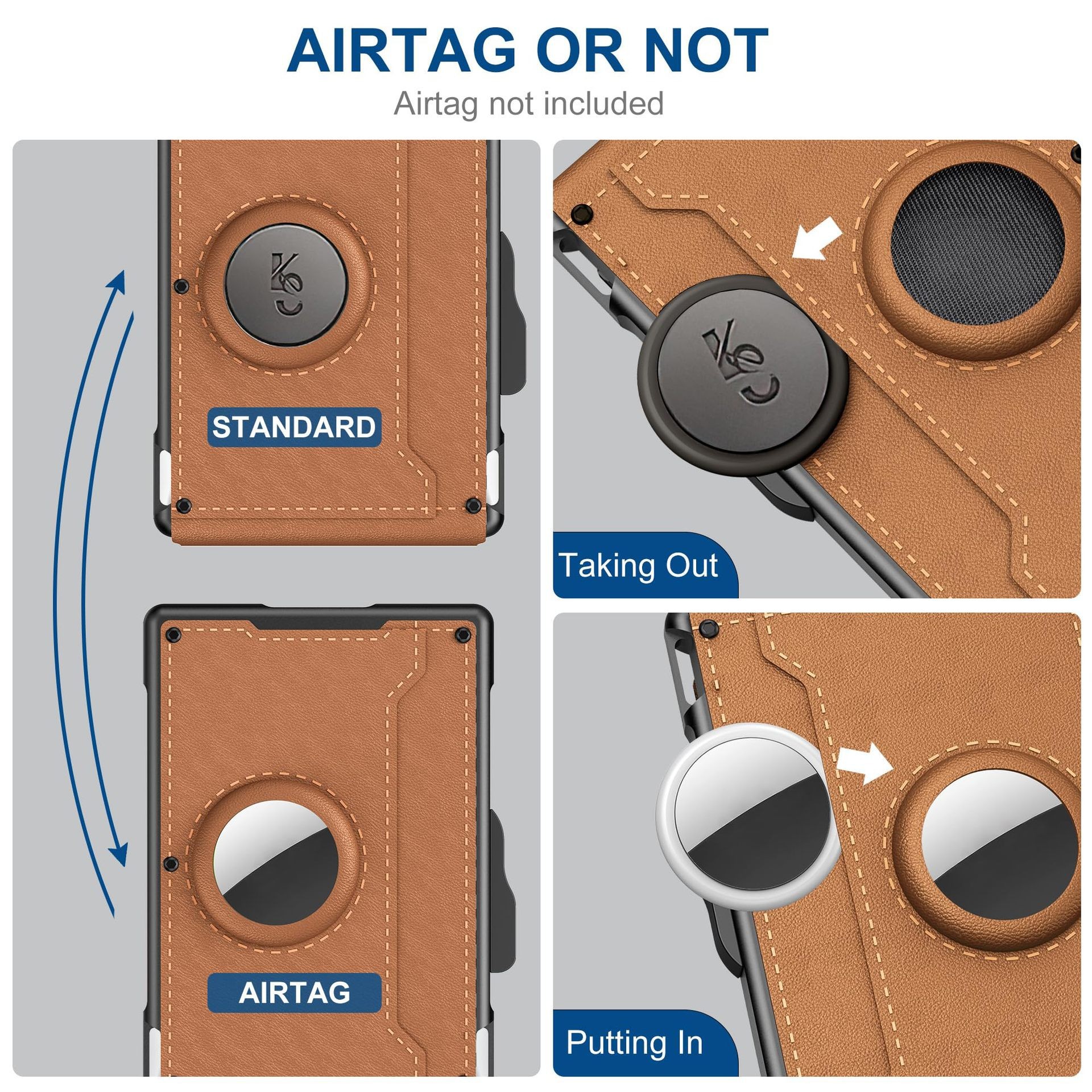 Amazon RFID anti-magnetizado cartera de flip para hombres caja de tarjetas de crédito simple AirTag bolsa de tarjetas de cuero