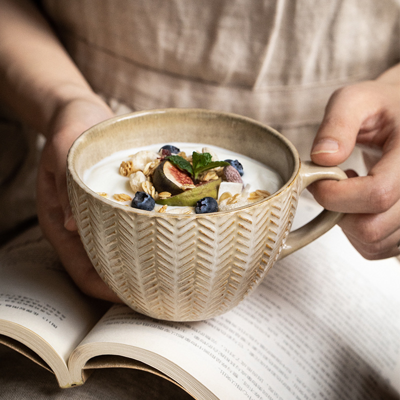 Creativo trigo oído alivio Taza de cerámica taza de avena tendencia de la personalidad taza de la vendimia taza de café taza de agua del hogar
