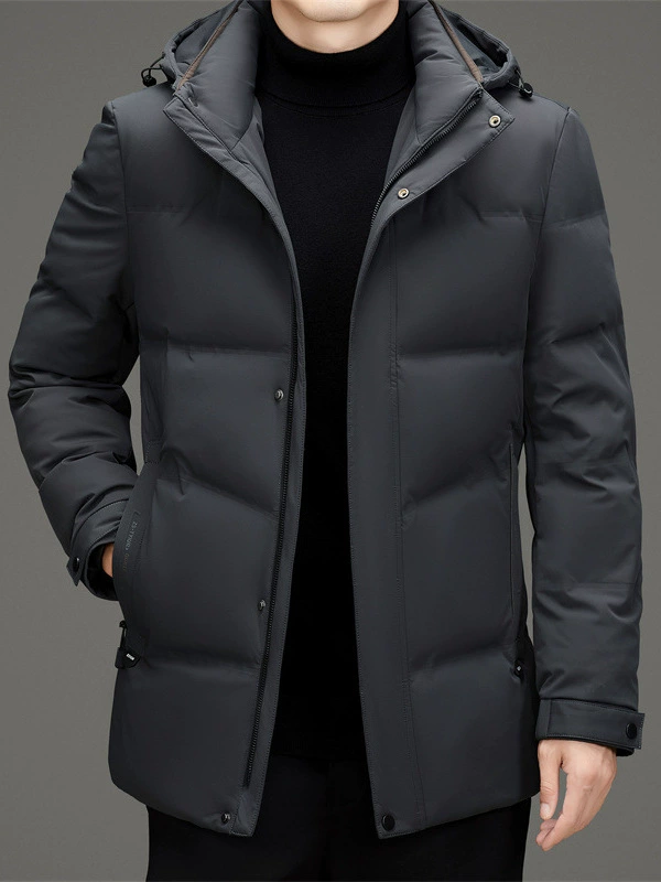 Winter long trend removable down jacket for leisure, mid-length