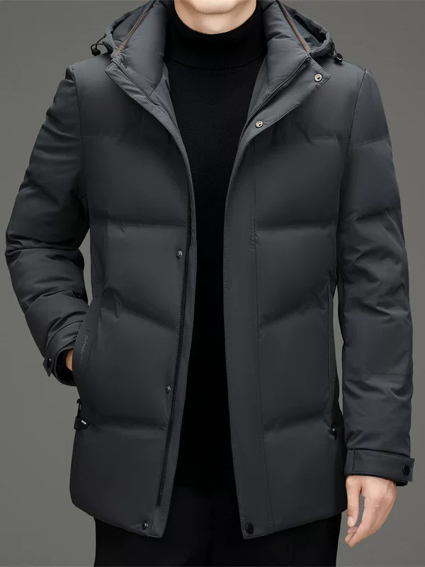 Winter long trend removable down jacket for leisure, mid-length