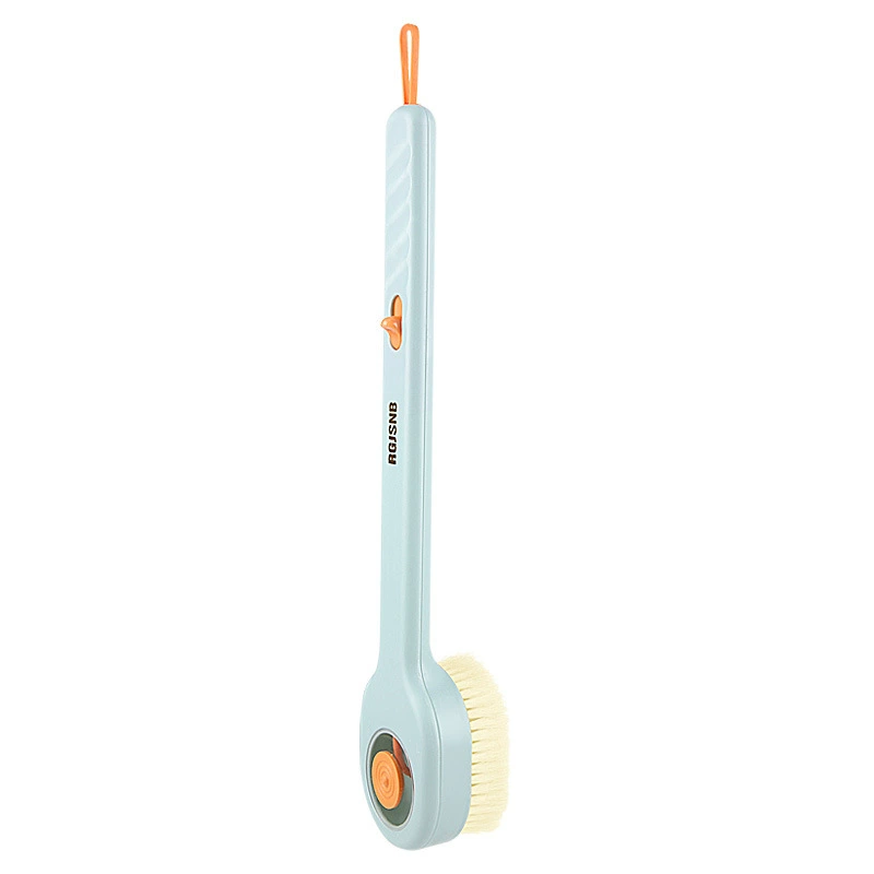 Long-handled liquid-added bath brush, push-pull liquid-discharging bath brush, hangable long-handled, non-begging, soft-bristled back-rubbing bath brush