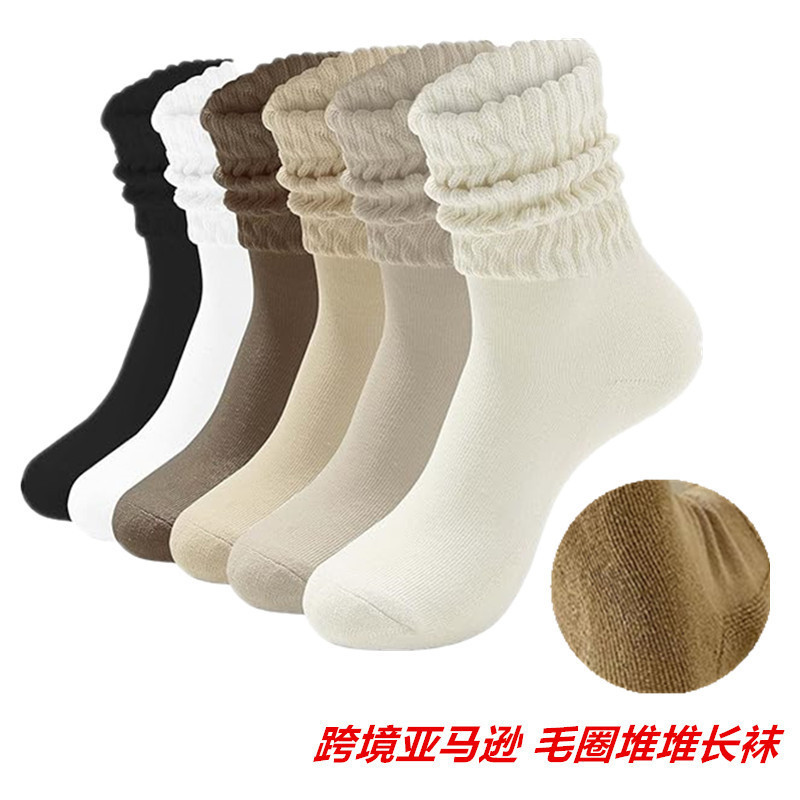 Cross-Border Amazon Socks for Women, Thickened Warm Terry Long Socks, Soft Loose-Top Solid Color Boot Socks, High-Tube Sports Socks Cross-Border Amazon Socks for Women, Thickened Warm Terry Long Socks, Soft Loose-Top Solid Color Boot Socks, High-Tube Sports Socks