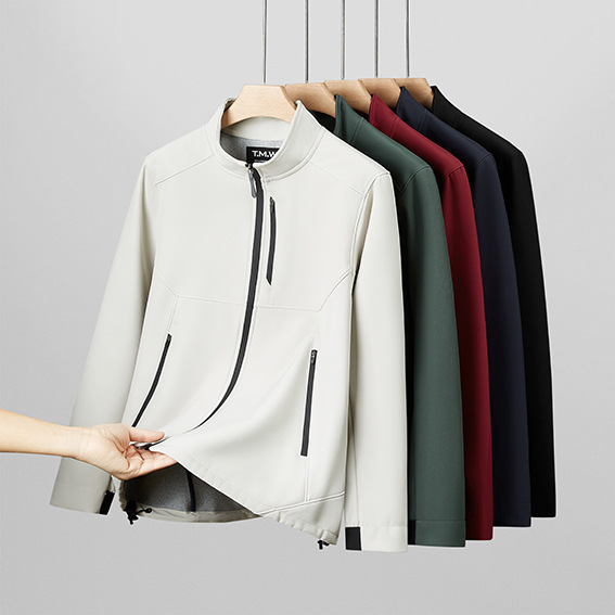 Soft Shell Men's and Women's Outdoor Single-Layer Jackets with Custom Printing Autumn and Winter Corporate Jackets Work Clothes Men's and Women's Stand-Up Collar