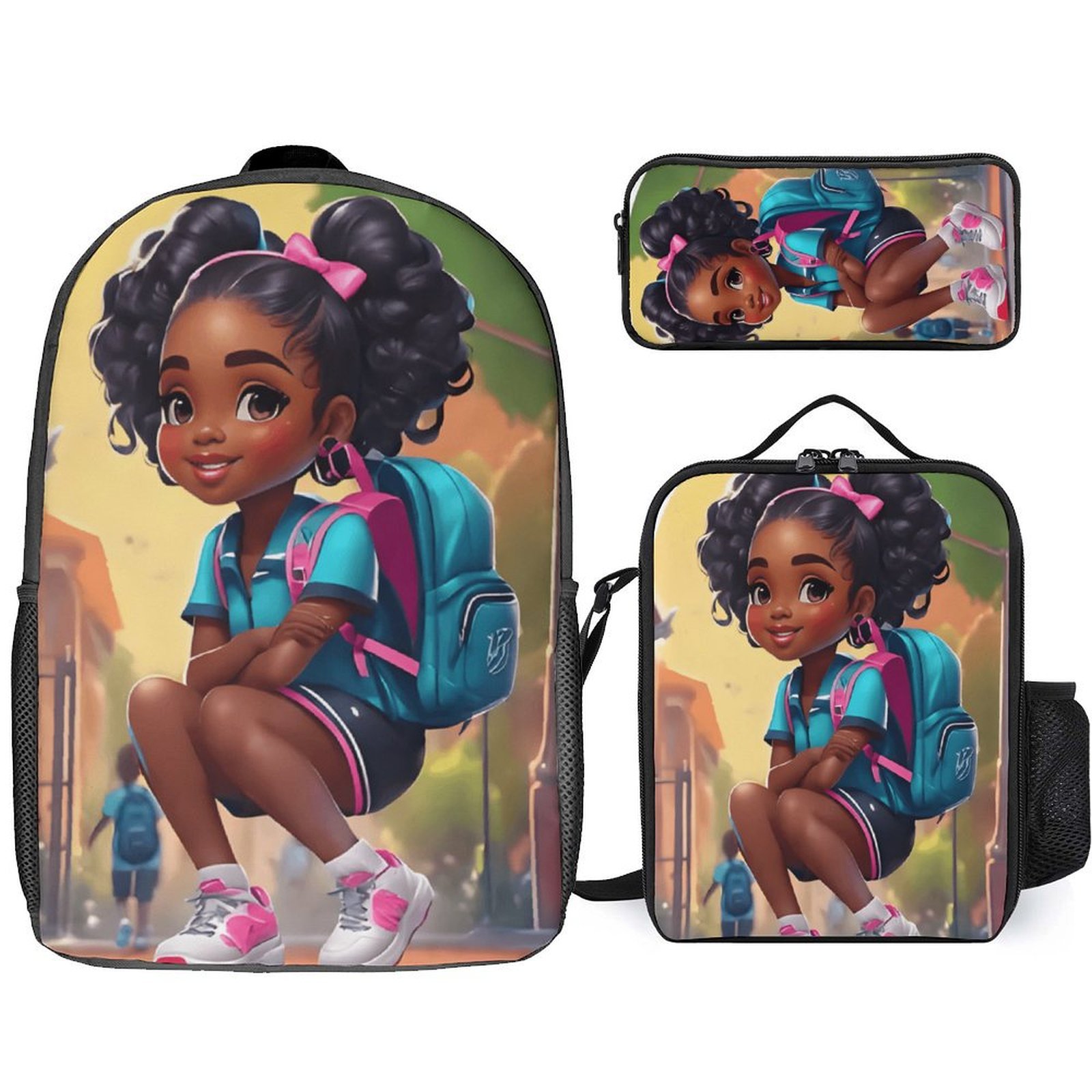 Mochila escolar de gran capacidad transfronteriza europea y americana de tres piezas Mochila de moda para estudiantes Mochila informal con logotipo impreso personalizado image 7