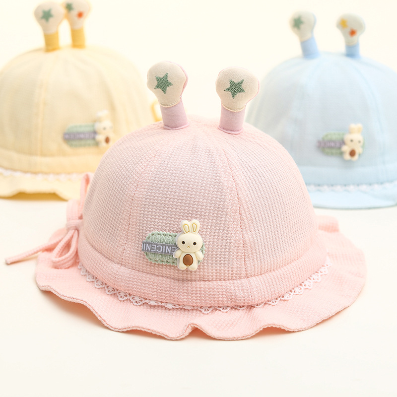 Nuevo sombrero para bebés primavera y otoño conejo niña lindo sombrero de pescador sombrero de princesa sombrero de sol para bebés