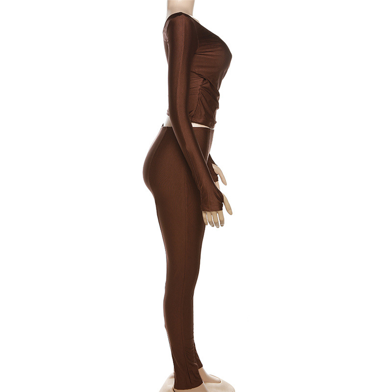 Damen Jumpsuit Schulterfrei Mit Hoher Taille Enges Sportset_voghion.com