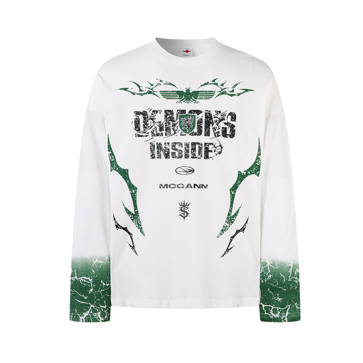 Men's Streetwear Long Sleeve T-Shirt – Oversized Graphic Tee With Dark Print (100% Combed Cotton, M-XXL, Black/White)_viptrois.com