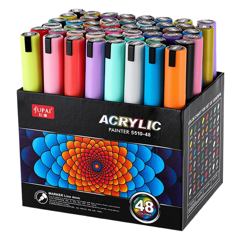 Jupai acrílico marcador a base de agua 60 colores respetuoso con el medio ambiente inodoro MSDS detección pintura plantilla color pluma transfronteriza Venta caliente
