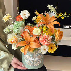 情人節抱抱桶套二新中式雲肩桶花束桶結婚旗袍插花桶手工diy花藝