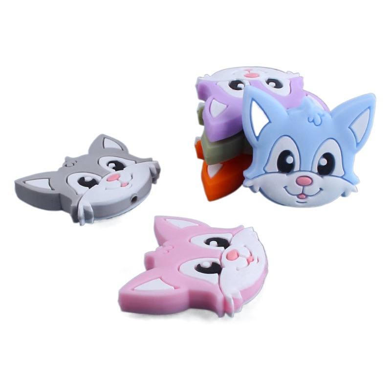 DIY creativo bebé suministros de dibujos animados animal Fox gato silicona joyería bebé chupete cadena molar mordedor pulsera accesorios