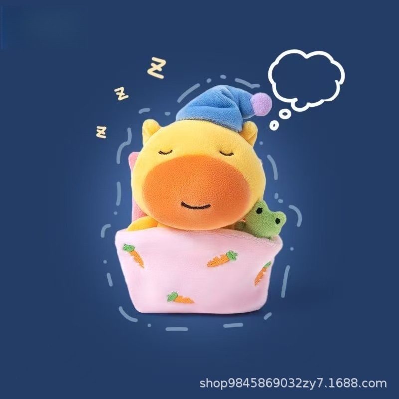 多爱正版水豚噜噜毛绒钥匙扣玩偶卡通可爱包包挂件公仔女生日礼物|undefined