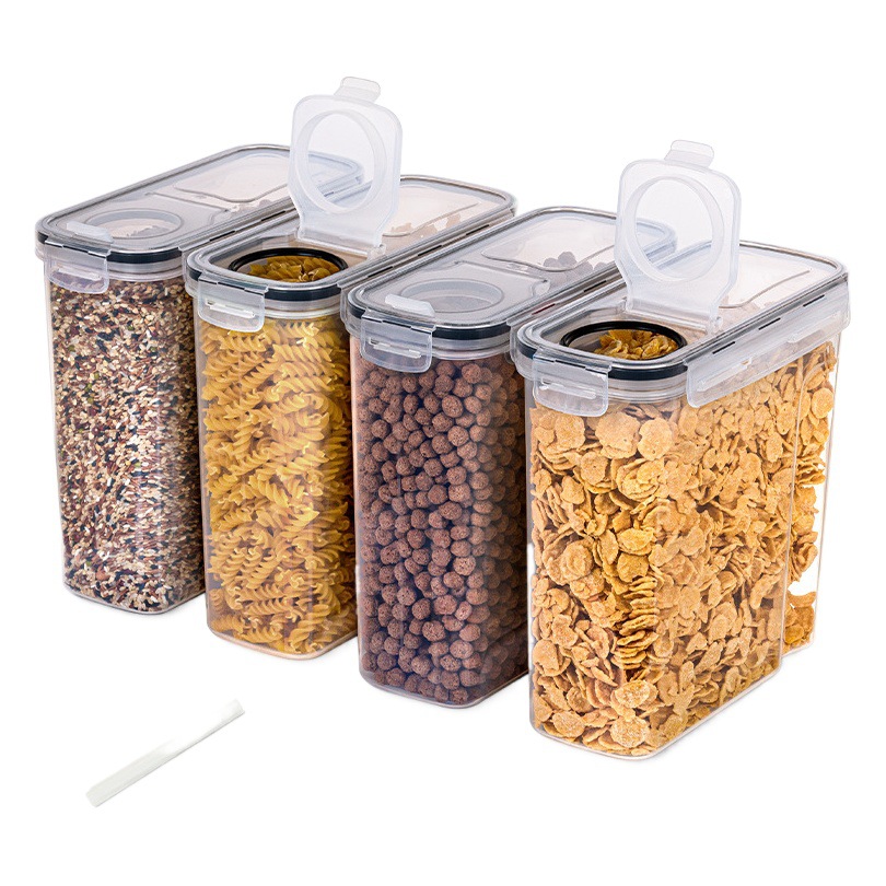 Tanque de almacenamiento de granos integrales transfronterizo, a prueba de humedad, a prueba de insectos, cubo de arroz, caja de almacenamiento de alimentos de cocina, tanque sellado transparente de plástico pp