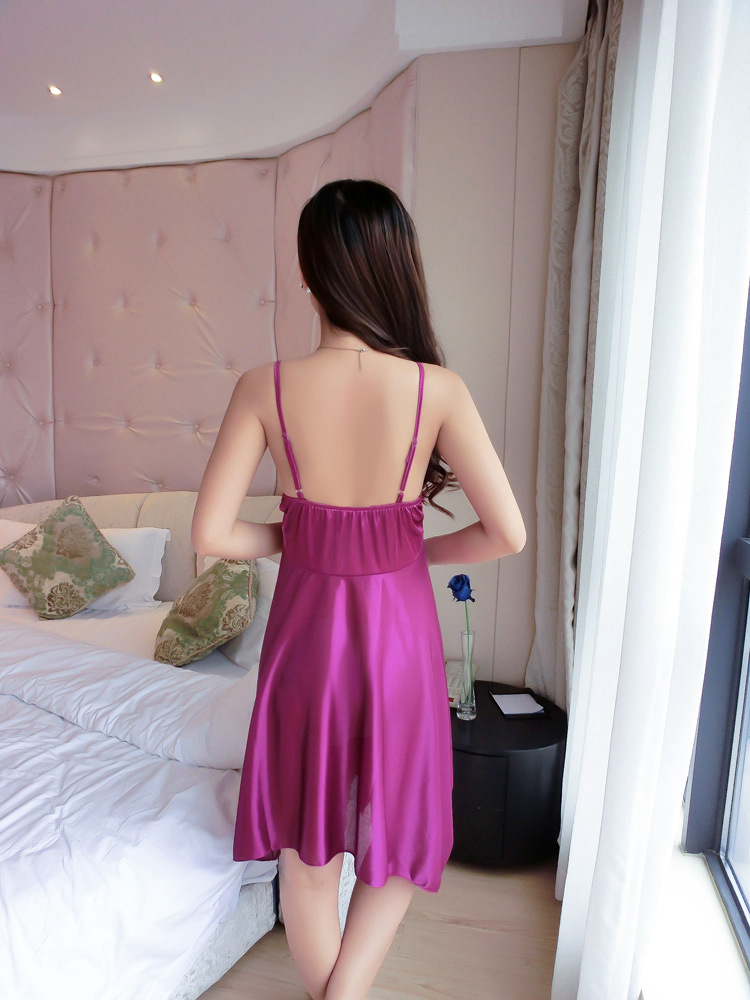 Sexy Solid Color Imitated Silk Lace Backless display picture 1