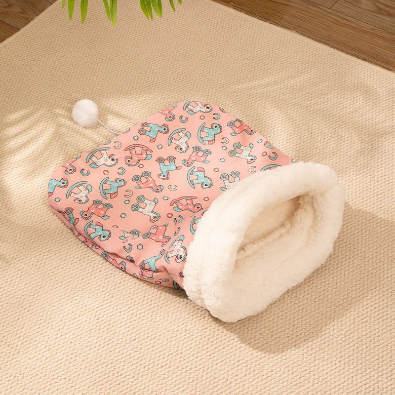 Nido para gatos, cálido en invierno, saco de dormir para gatos semicerrado, sueño profundo, cama para gatos, cojín para gatos, cuatro estaciones