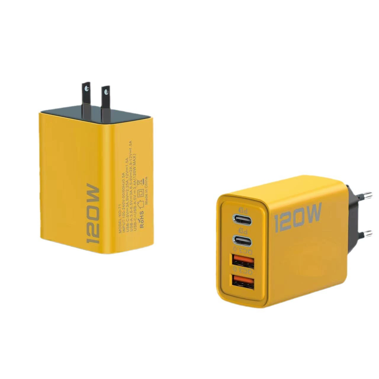 Зарядное устройство совместимо с Apple Huawei iPhone15, быстрая зарядка 120W на 4 порта, USB-C & USB-A