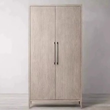 法式乡村复古做旧实木双门衣柜美式出口RH高端橡木书柜收纳储物柜