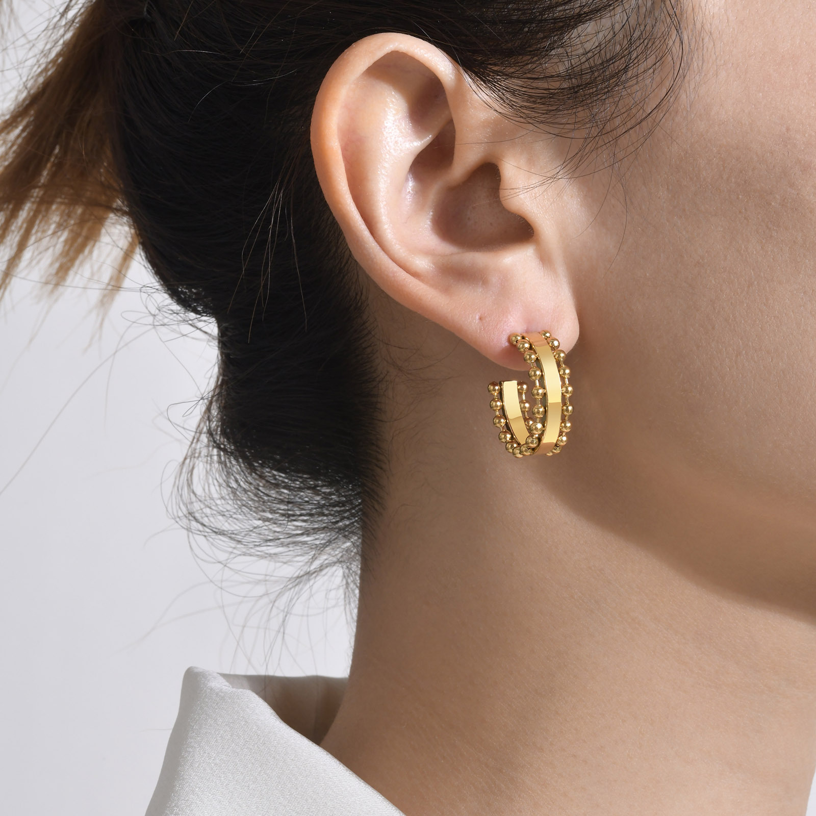 Fashion C Shape Stainless Steel Plating Ear Studs 1 Pair