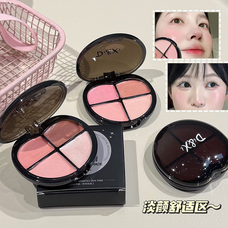 Di & Xi YAC Quad-Color Blush Baja saturación Contracción Natural Brillo de alto brillo de agua Crema de maquillaje transfronterizo