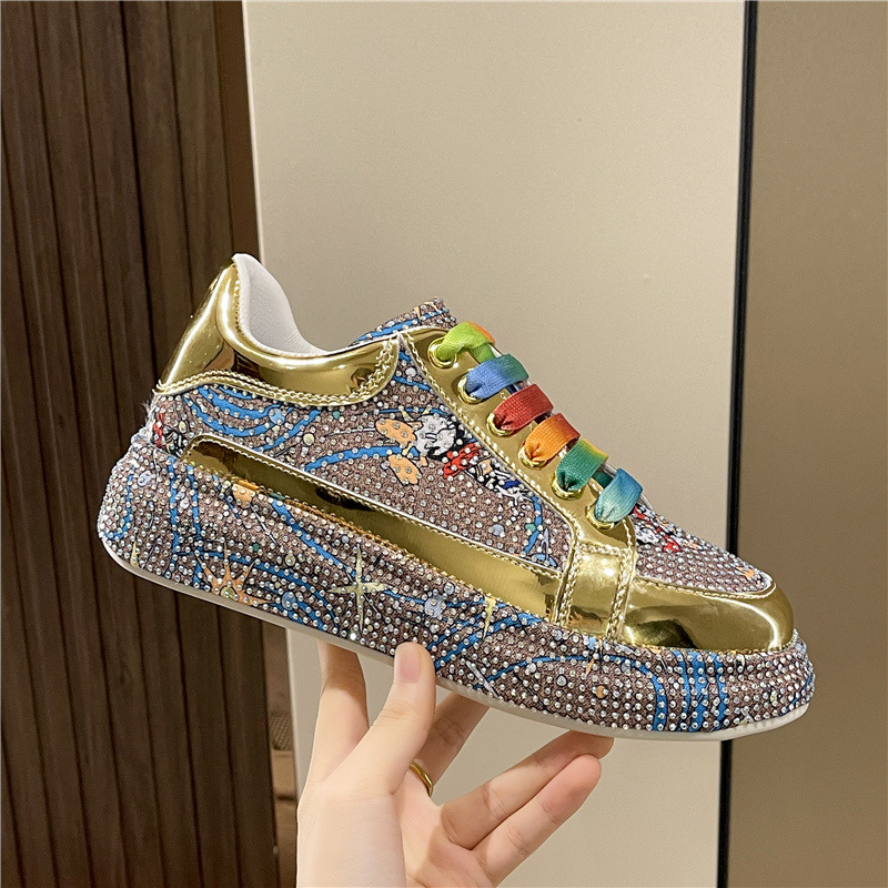 European Station Frühjahr Neue Bunte Frauen S Schuhe Voller Diamanten Mode Alle Spiel Dicken Sohlen Strass Casual Sport Schuhe Frauen_voghion.com