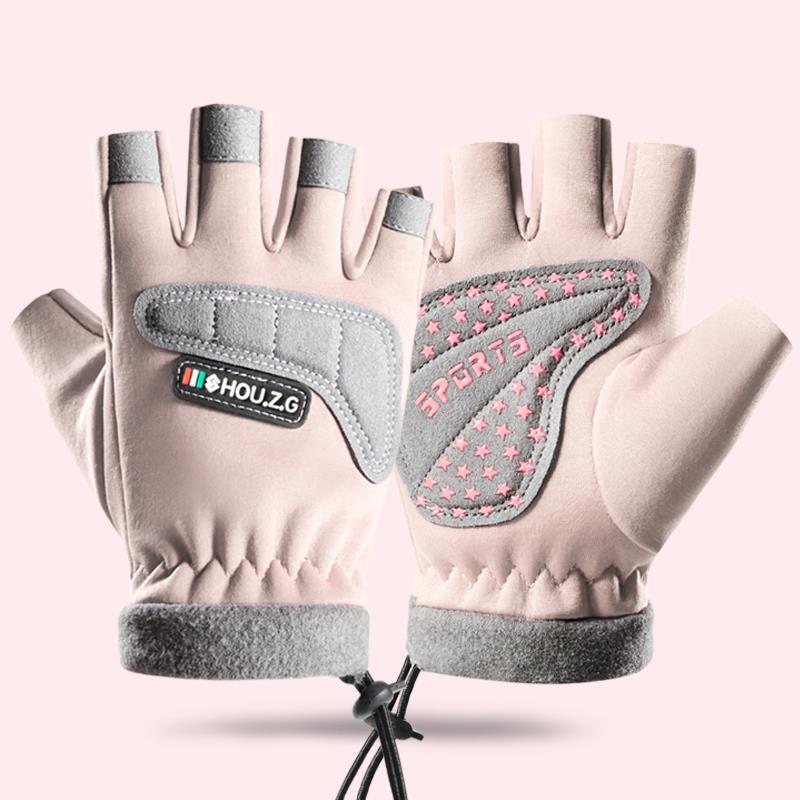 Guantes para niños con forro polar medio dedo niños y niñas otoño e invierno cálido a prueba de viento impermeable antideslizante niños estudiante deportes equitación