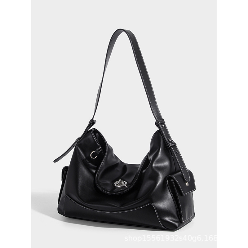 Niche Design Large Capacity Hobo Bag, Black Soft Leather Underarm Bag For Women, 2026 New Commuter Versatile Shoulder Bag - Thumbnail 2