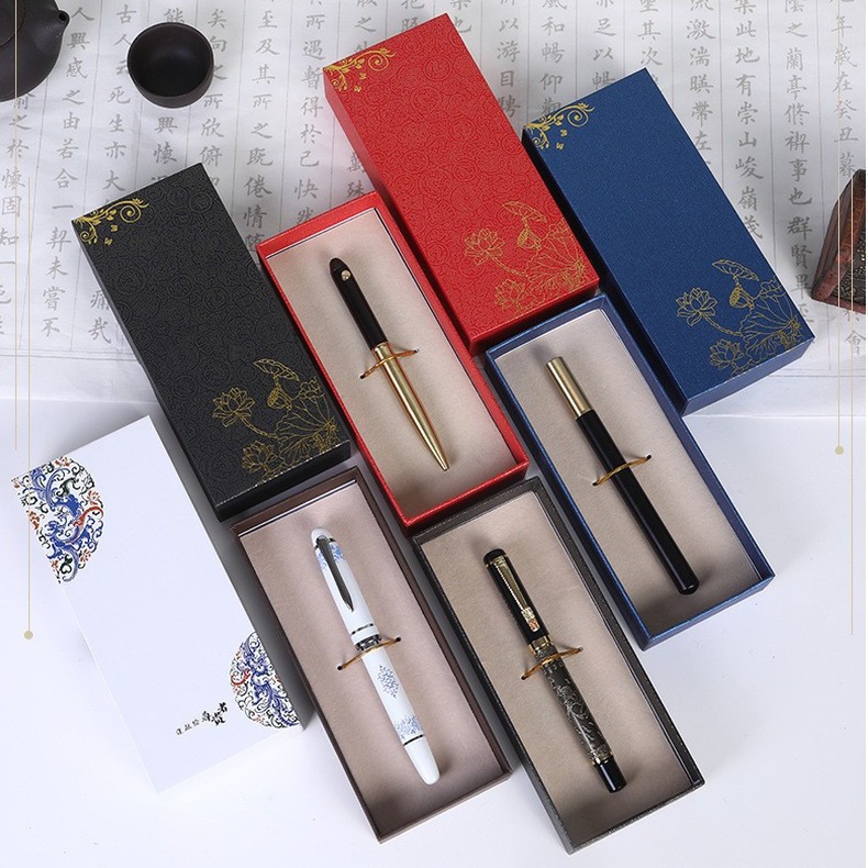 Chinese Style Dragon Head Pen Clip Metal Signature Pen Gift Box Set Business Gift Ballpoint Pen Gel Pen with Printed Logo