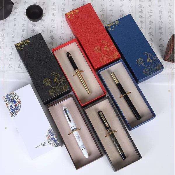 Chinese Style Dragon Head Pen Clip Metal Signature Pen Gift Box Set Business Gift Ballpoint Pen Gel Pen with Printed Logo