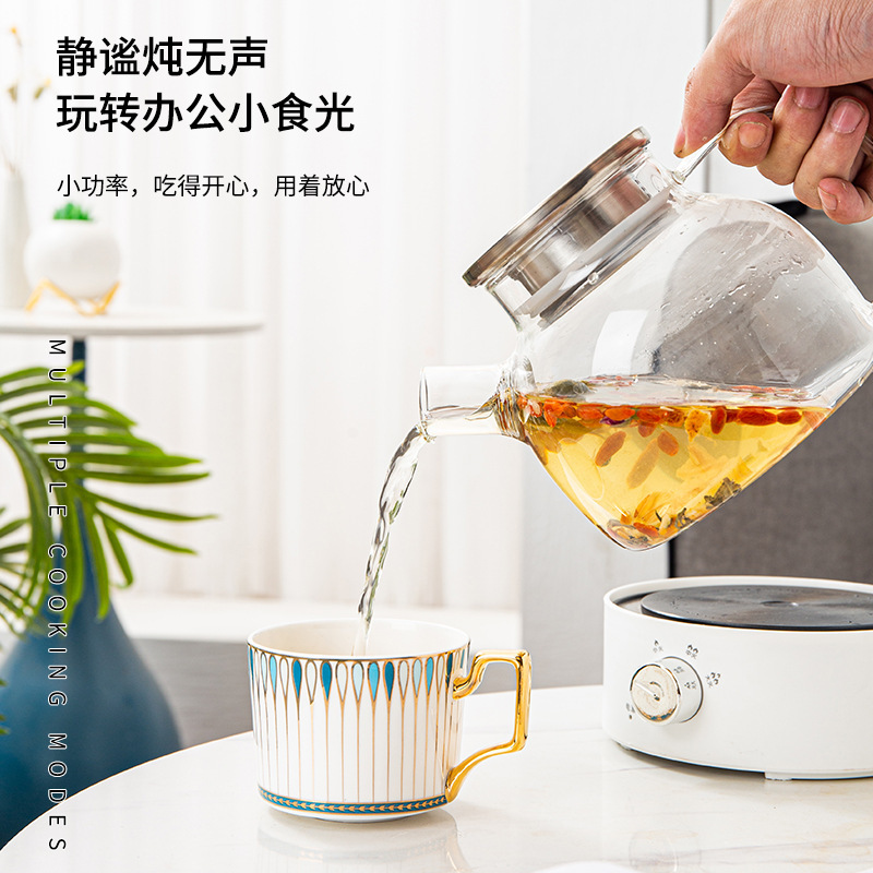 梵淇璐養生壺多機能家庭用小型オフィス全ガラス新型無極茶器湯たんぽ花茶|undefined
