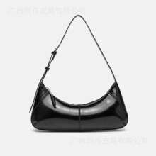 Z家跨境2026新款黑色加长版缉线饰拉链单肩包包女通勤腋下饺子包