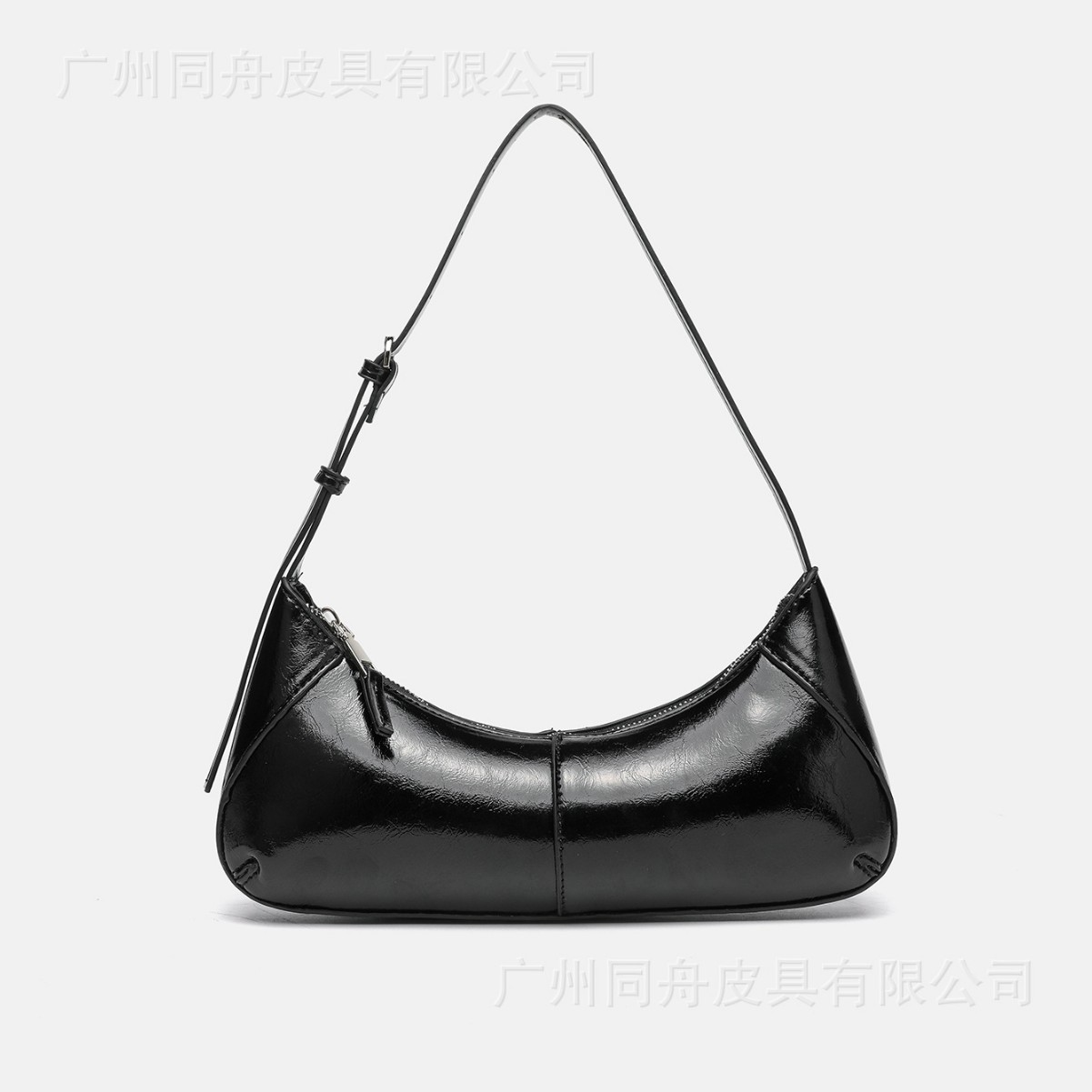 Z家跨境2026新款黑色加长版缉线饰拉链单肩包包女通勤腋下饺子包