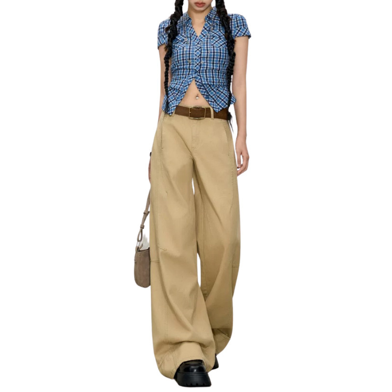 Khaki Denim Factory Customized Oem/Odm Summer Splicing Loose Floor-Length Wide-Leg Denim Pants New Summer Style Khaki Denim Factory Customized Oem/Odm Summer Splicing Loose Floor-Length Wide-Leg Denim Pants New Summer Style
