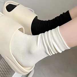 奶白色袜子女生中筒玛丽珍春夏秋季新款2024堆堆袜月子袜无骨长袜