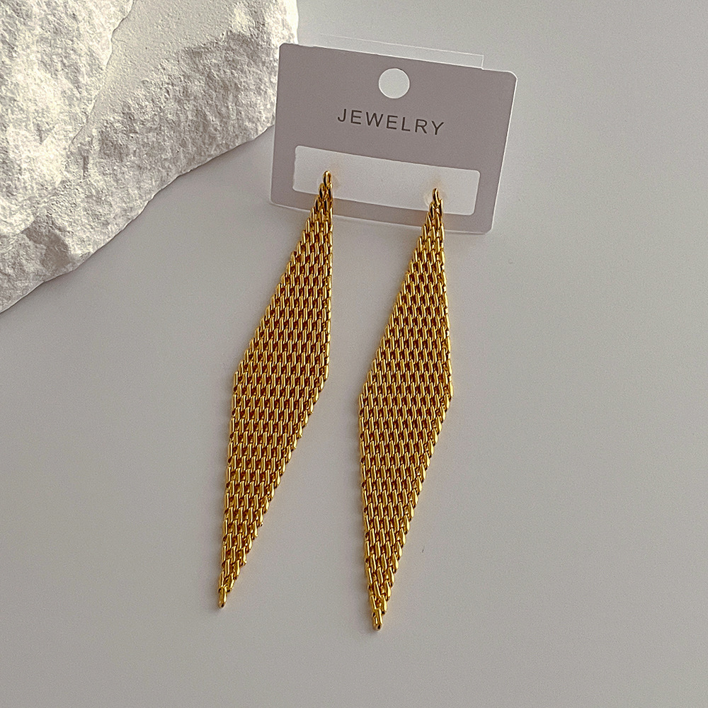 Exaggerated Rhombus Copper Plating Drop Earrings 1 Pair