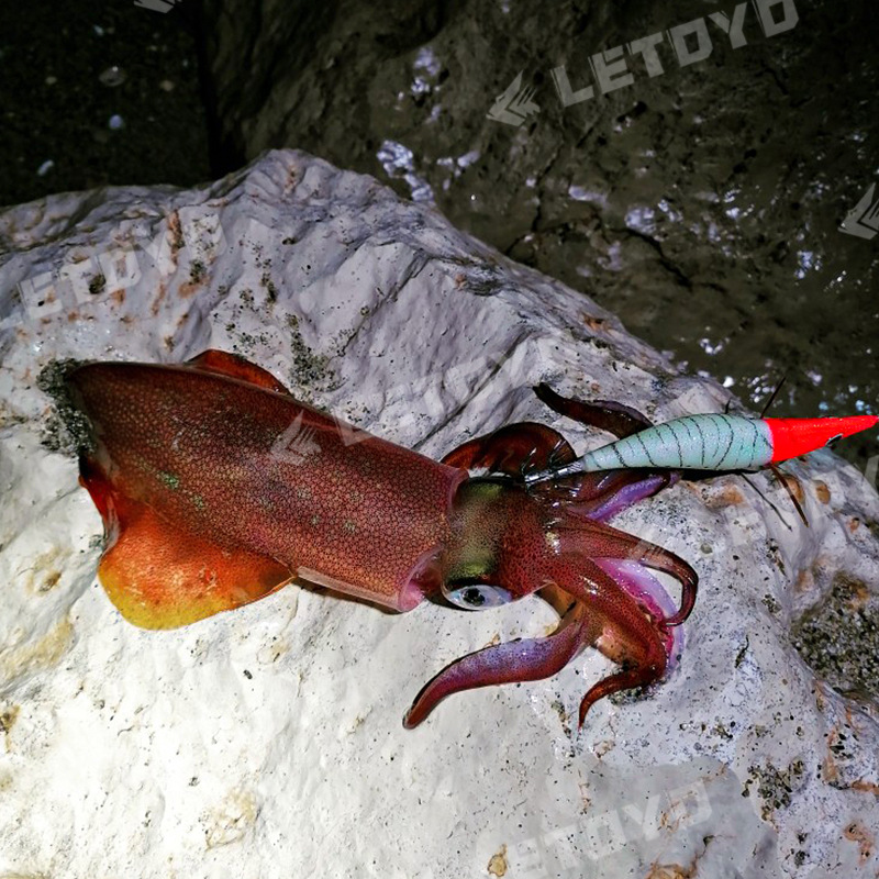 LT130818 Luya madera Camarón luminoso falso cebo rayo patrón 3D simulación ojo pulpo cebo