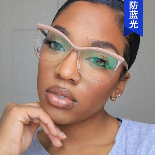 Eyebrow glasses frame anti-blue light irregular polygon 2024 new flat glasses can be equipped with myopia plain glasses frame