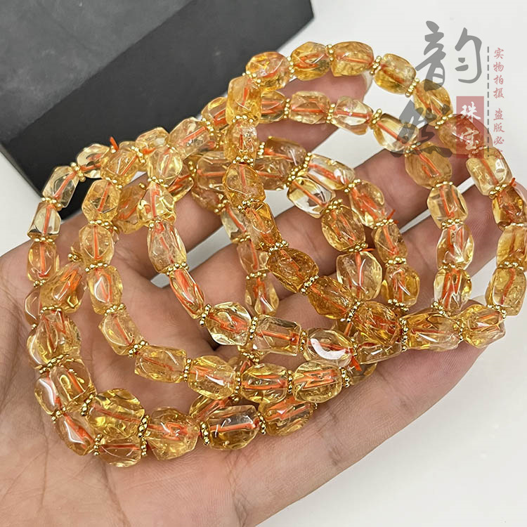 天然ブラジル産シトリン不定形ファセットツイストブレスレット diy ブレスレットイエロータワークリスタルファセットバケツビーズジュエリールースビーズ|undefined
