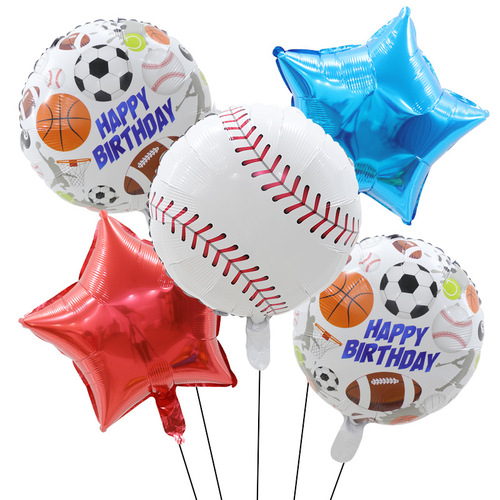 Cross-border style rugby baseball aluminum film 5-piece balloon set Sports aluminum foil balloon birthday party decoration
