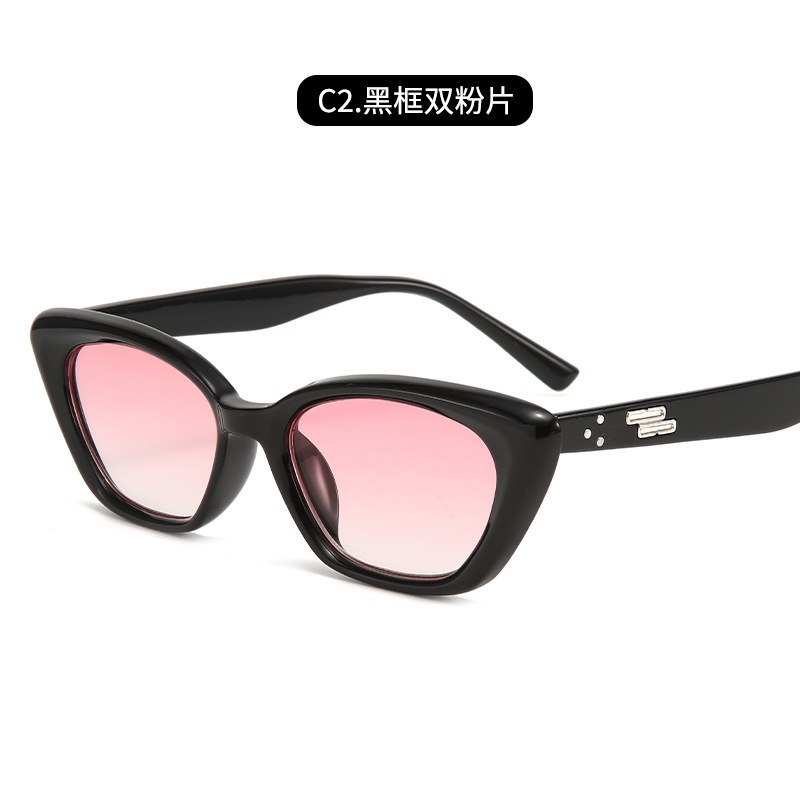 Estilo coreano GM cara pequeña gafas de sol de alta calidad a prueba de sol de verano celebridad de Internet cara redonda triángulo ojo de gato gafas de sol retro de moda de las mujeres image 9