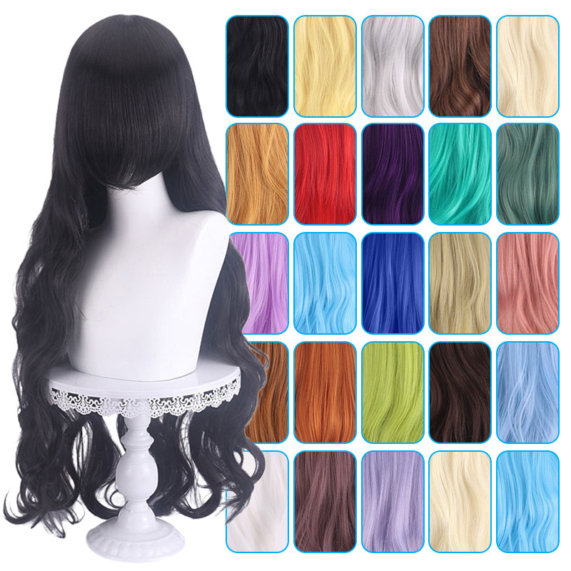 Versatile Long Curly Synthetic Wig, Face-Slimming Fashion Women's Hair, Anime Cosplay Deep Purple Wig