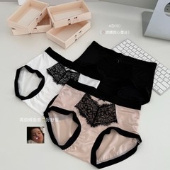 D010#微醺甜心蕾丝小裤高质感缎面亲肤舒适中高腰女士内裤盒装