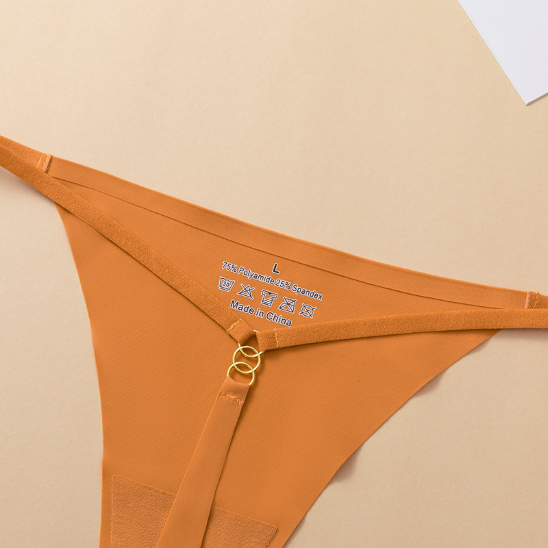 Tangas populares transfronterizas de talla europea, ropa interior sin costuras de seda helada, tanga sexy de tirantes finos para mujer de talla grande, transpirable.