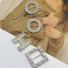 高档镶钻珍珠合金饰品DIY圆形方形装饰扣小香服装领结包包日字扣