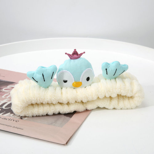 Korean version cute 3D cartoon penguin with legs hair tie face wash makeup headband fashionable girls flannel hair tie