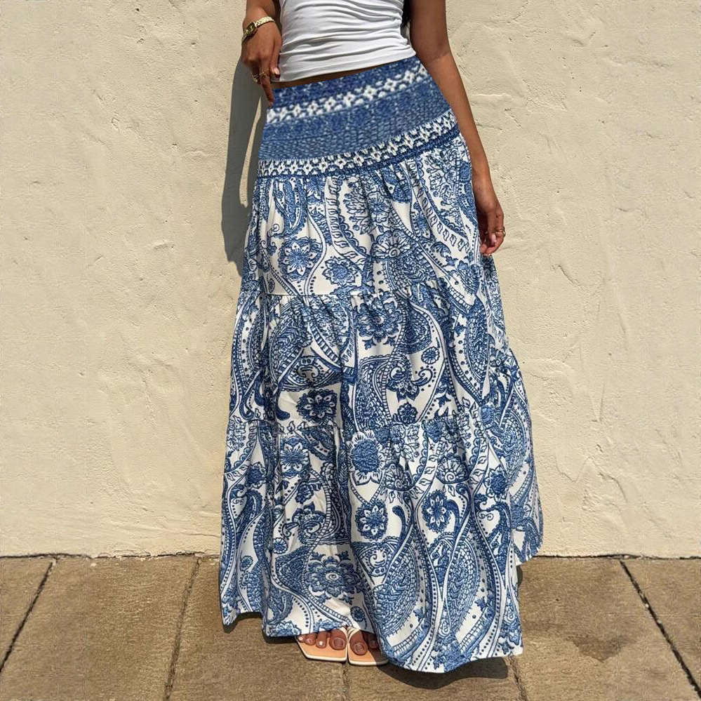 European And American Cross-border Foreign Trade Women's Clothing, New Holiday Casual Bohemian Style Printed Long_ecoleips.com