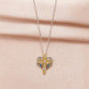 Fashionable silver two-color pendant heart shaped, necklace, suitable for import, city style, European style